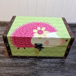 Decorative Kids Hedgehog Jewelry Box Green/Pink/Brown